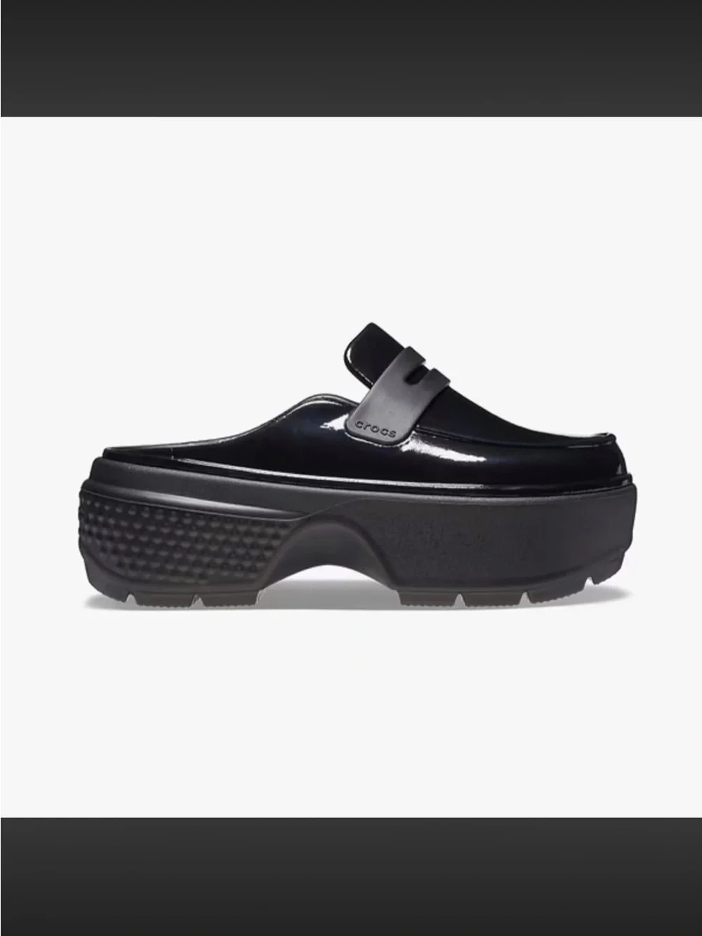 CROCS Black Patent Platform Mary Jane Loafers - Picture 8 of 12